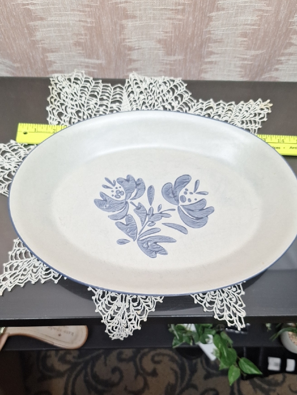 Pfaltzgraff Blue Floral Oval Stoneware Platter 16" Nade In The U.S..A